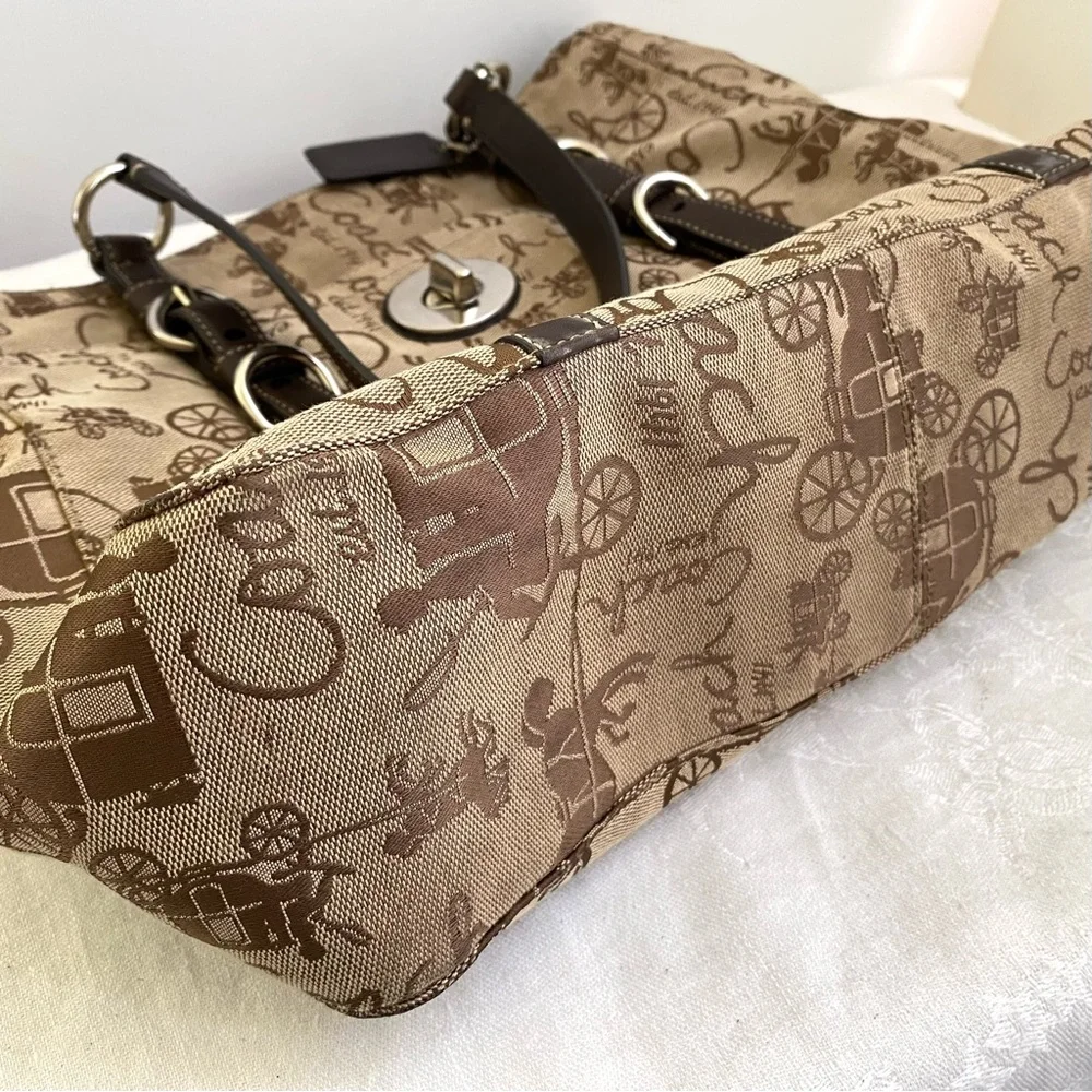 Coach Canvas Chelsea Horse and Carriage Satchel/ Tote Bag